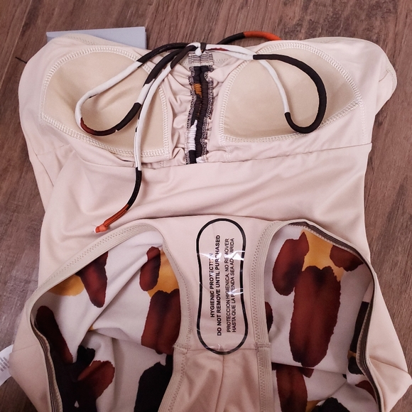 NWT CHRIS BENZ strapless mod print swimsuit - Picture 5 of 7